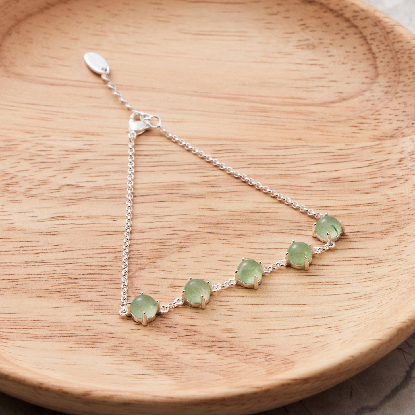 Green Aventurine Gemstone Bracelet with Quote Card