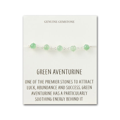 Green Aventurine Gemstone Bracelet with Quote Card