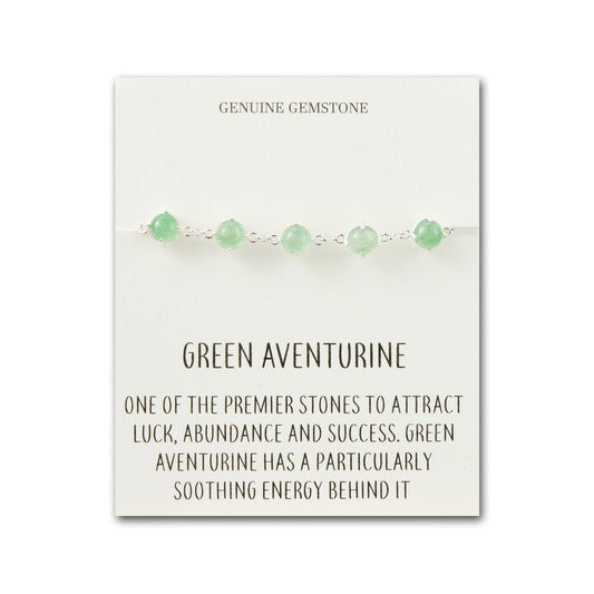 Green Aventurine Gemstone Bracelet with Quote Card