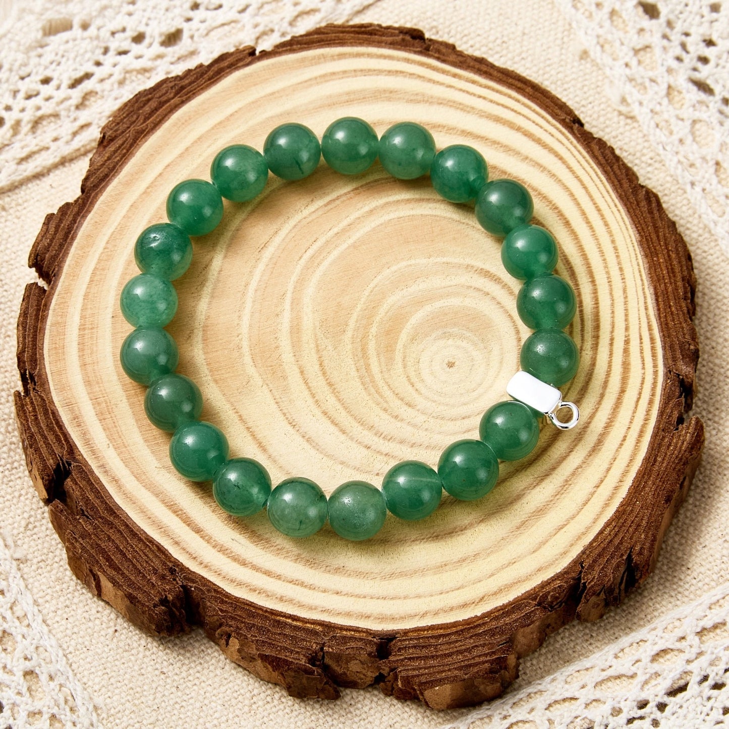 Green Aventurine Gemstone Charm Stretch Bracelet