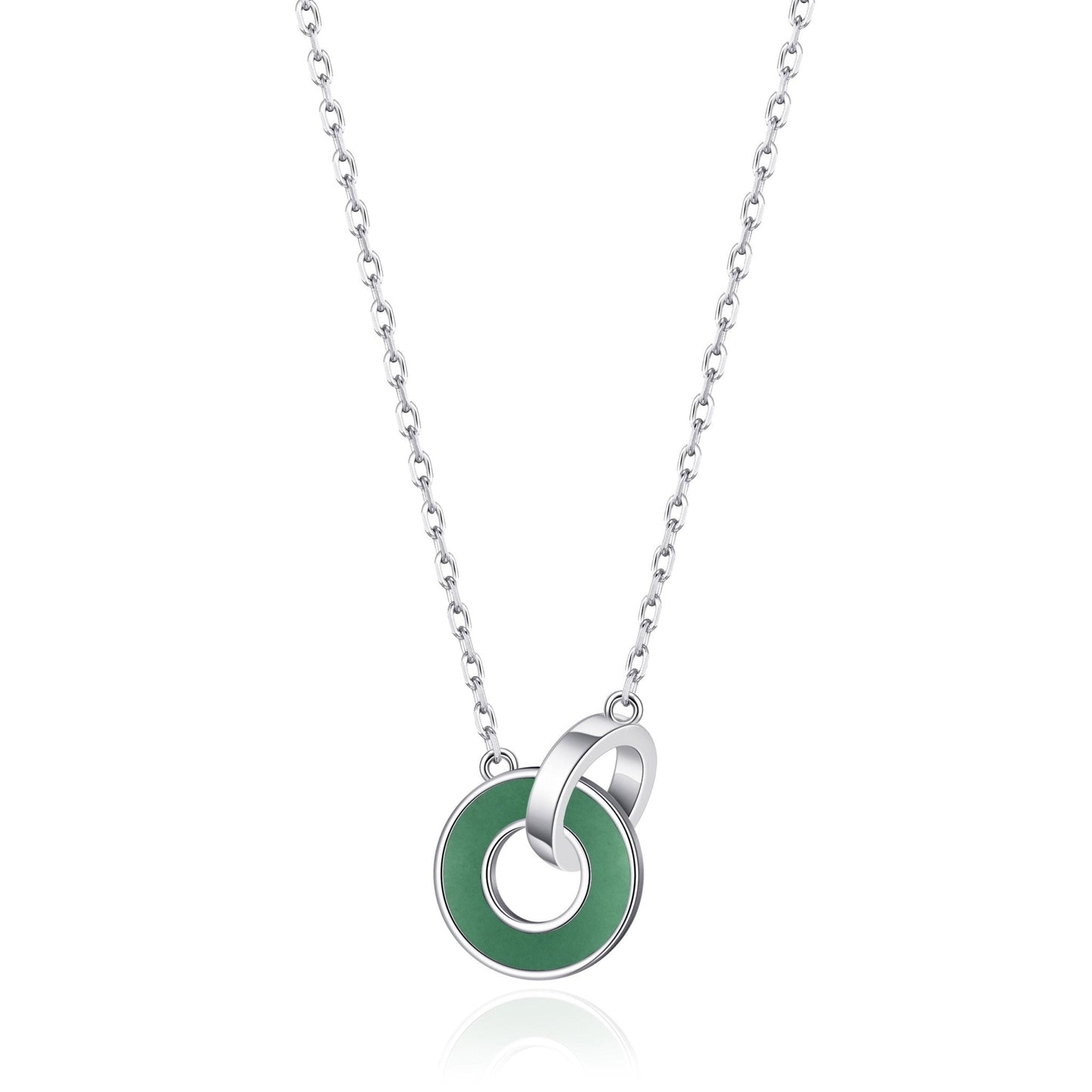 Green Aventurine Gemstone Circle Link Necklace