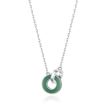 Green Aventurine Gemstone Circle Link Necklace