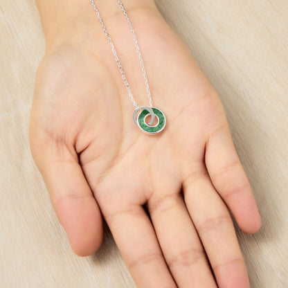 Green Aventurine Gemstone Circle Link Necklace