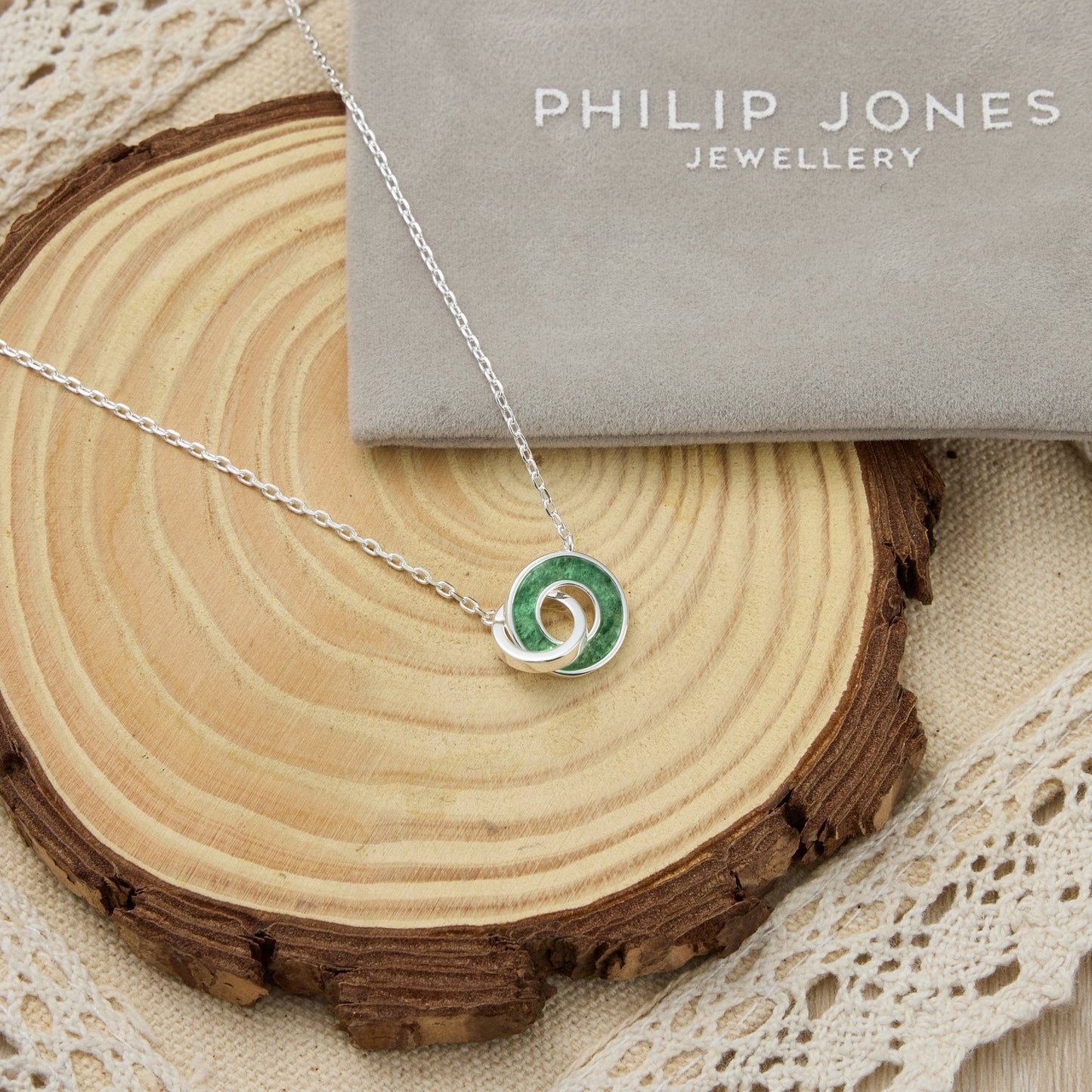 Green Aventurine Gemstone Circle Link Necklace