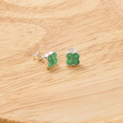 Green Aventurine Gemstone Clover Earrings