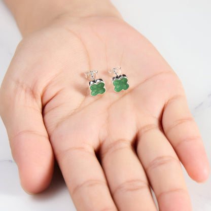 Green Aventurine Gemstone Clover Earrings