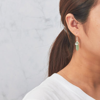 Green Aventurine Gemstone Drop Earrings