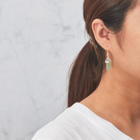 Green Aventurine Gemstone Drop Earrings