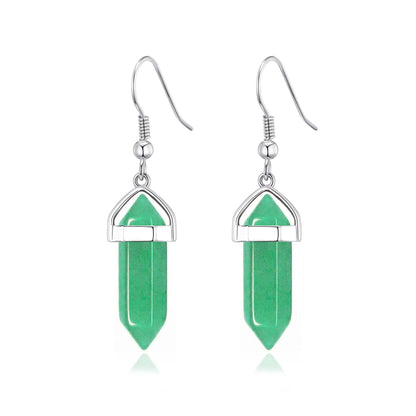 Green Aventurine Gemstone Drop Earrings with Quote Card
