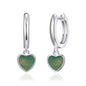 Green Aventurine Gemstone Heart Charm Hoop Earrings