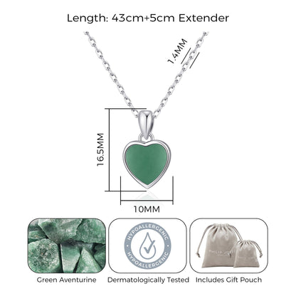 Green Aventurine Gemstone Heart Necklace