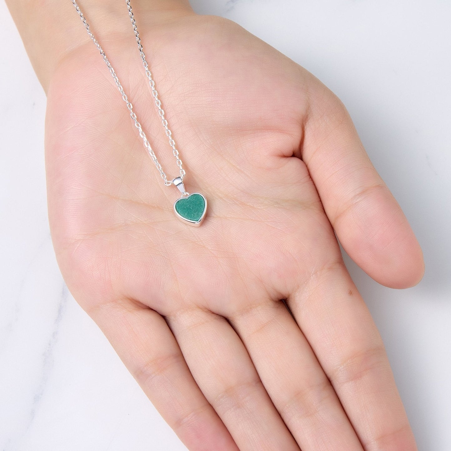 Green Aventurine Gemstone Heart Necklace