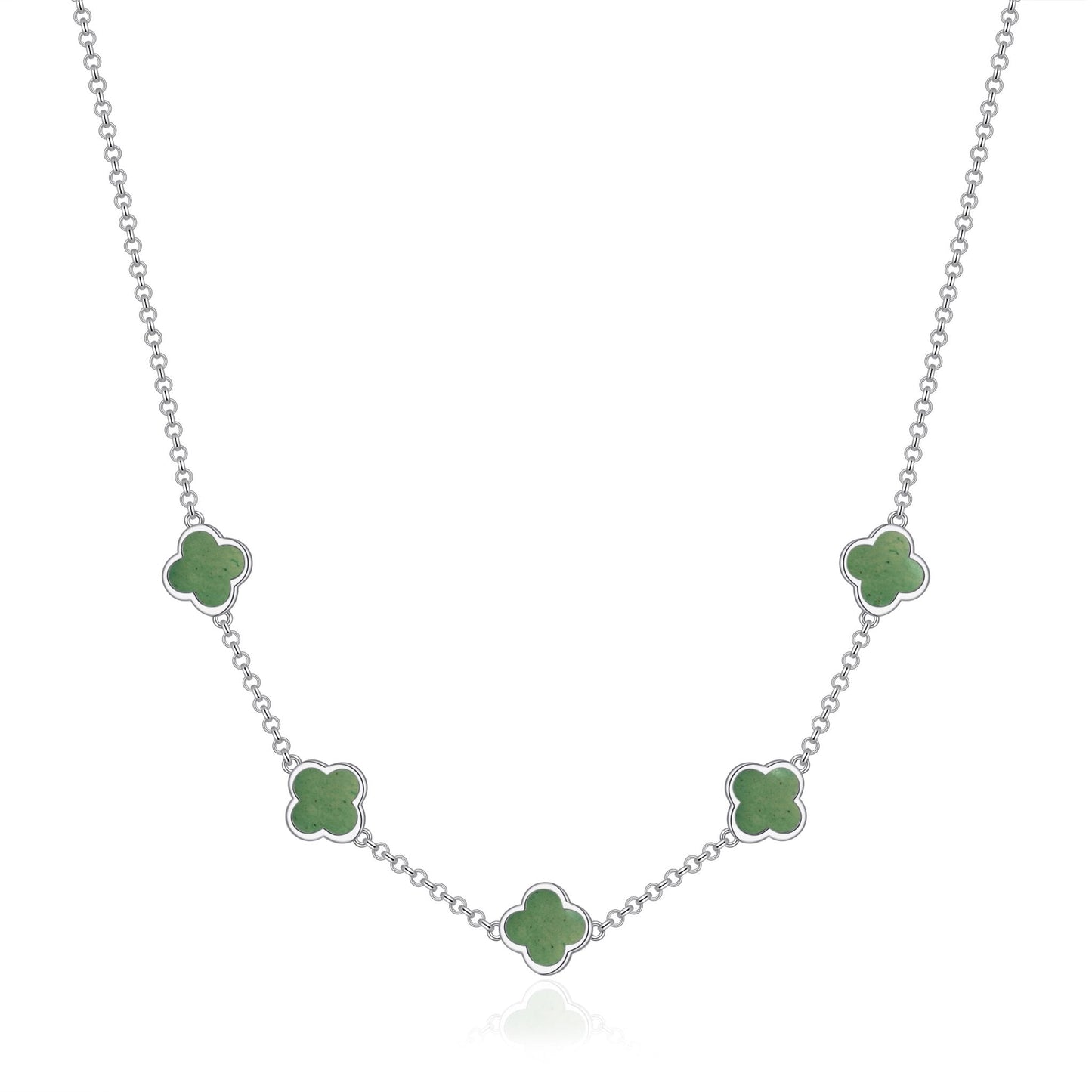 Green Aventurine Gemstone Multi Clover Necklace