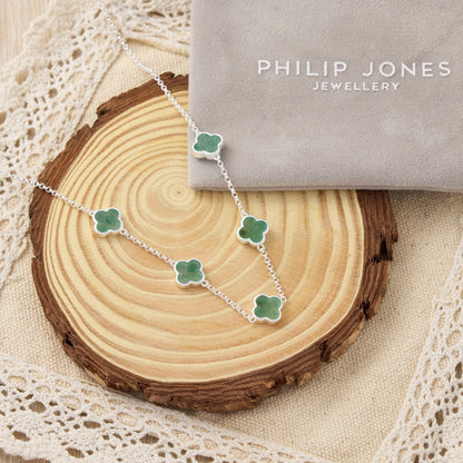 Green Aventurine Gemstone Multi Clover Necklace