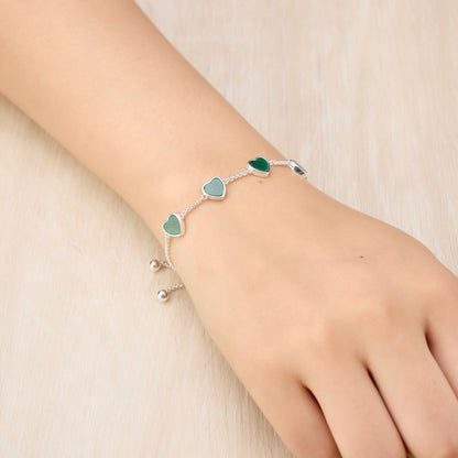 Green Aventurine Gemstone Multi Heart Friendship Bracelet