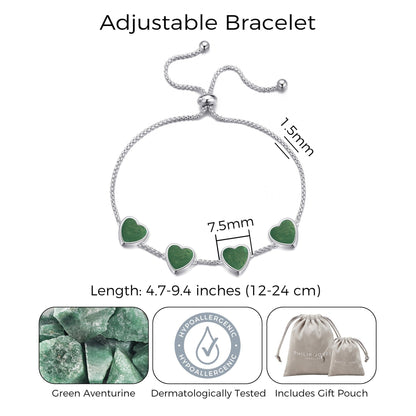 Green Aventurine Gemstone Multi Heart Friendship Bracelet