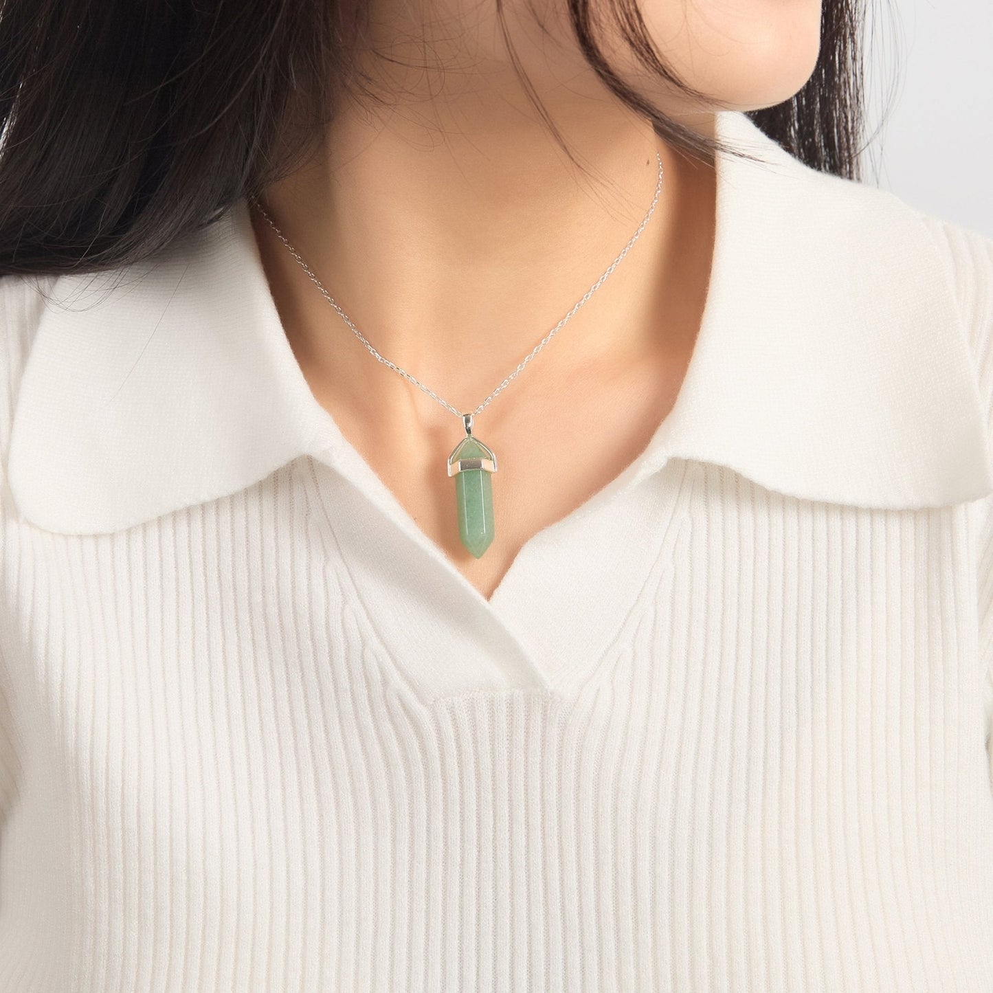Green Aventurine Gemstone Necklace with Quote Card