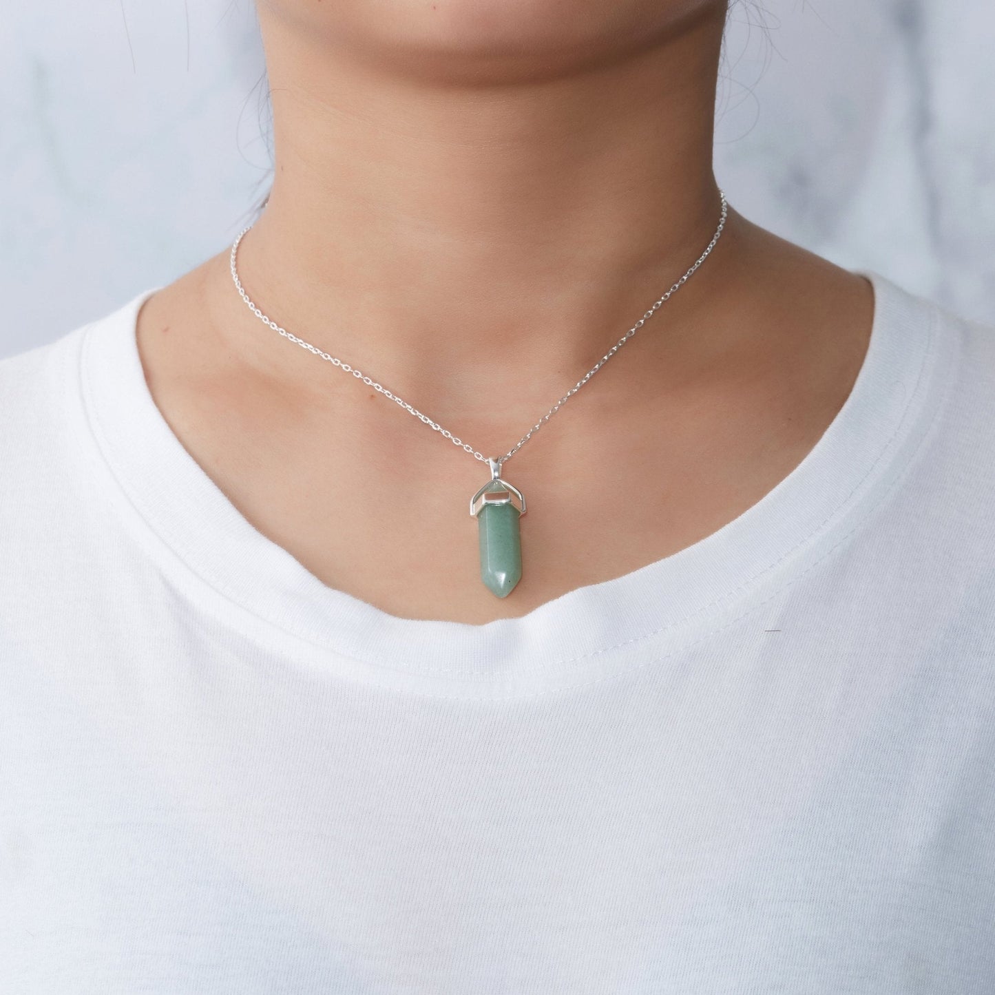 Green Aventurine Gemstone Necklace with Quote Card