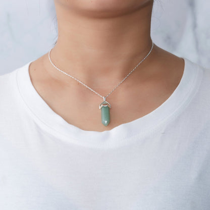 Green Aventurine Gemstone Necklace with Quote Card