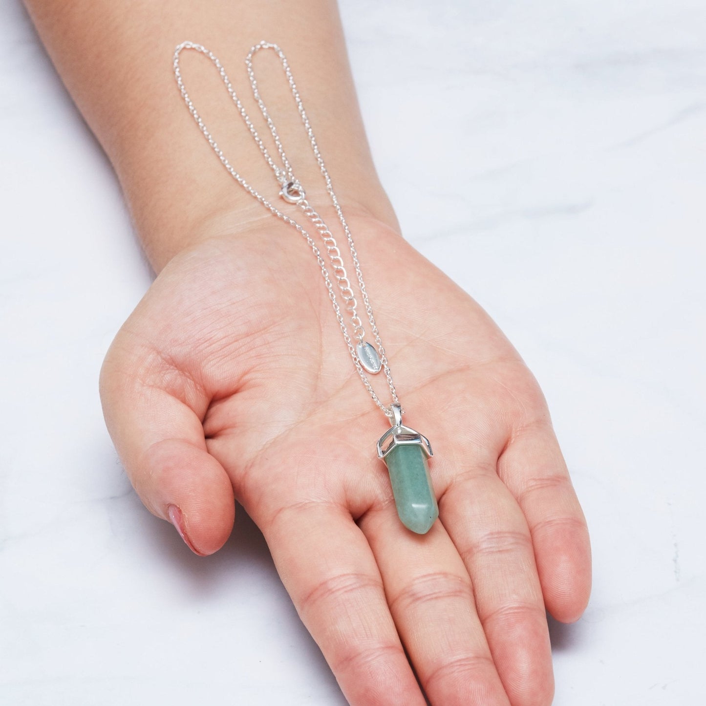 Green Aventurine Gemstone Necklace with Quote Card