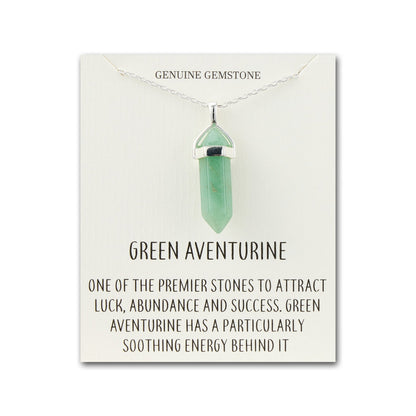 Green Aventurine Gemstone Necklace with Quote Card