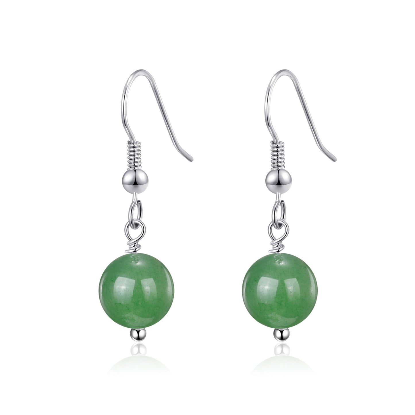Green Aventurine Gemstone Round Drop Earrings with Quote Card