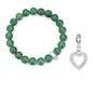 Green Aventurine Gemstone Stretch Bracelet with Charm Created with Zircondia® Crystals