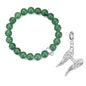 Green Aventurine Gemstone Stretch Bracelet with Charm Created with Zircondia® Crystals