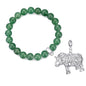 Green Aventurine Gemstone Stretch Bracelet with Charm Created with Zircondia® Crystals