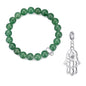 Green Aventurine Gemstone Stretch Bracelet with Charm Created with Zircondia® Crystals