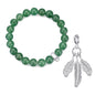 Green Aventurine Gemstone Stretch Bracelet with Charm Created with Zircondia® Crystals