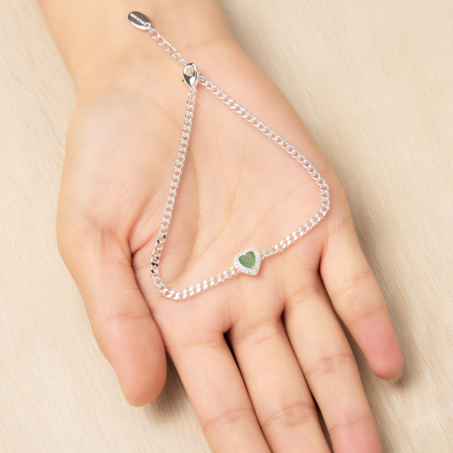 Green Aventurine Heart Gemstone Bracelet with Quote Card Created with Zircondia® Crystals