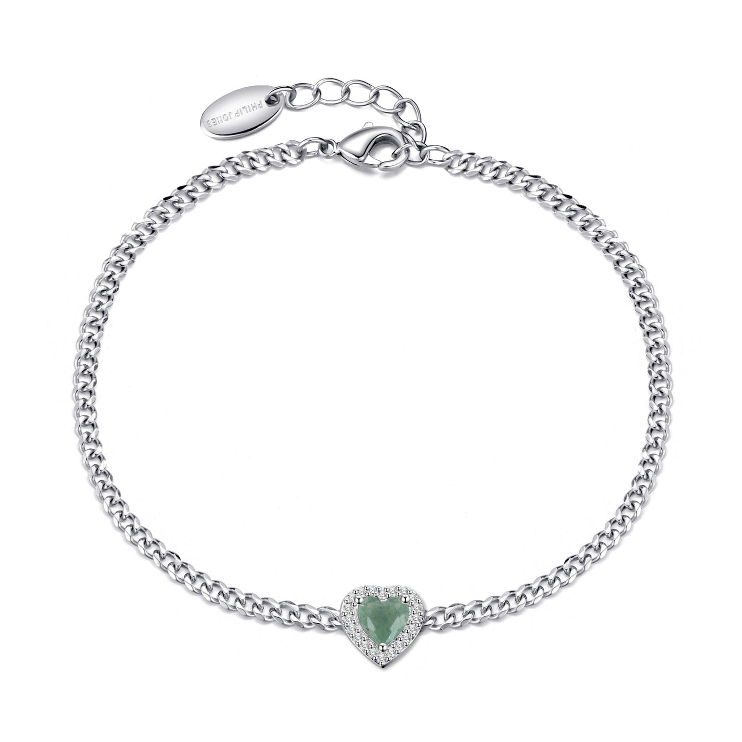 Green Aventurine Heart Gemstone Bracelet with Quote Card Created with Zircondia® Crystals