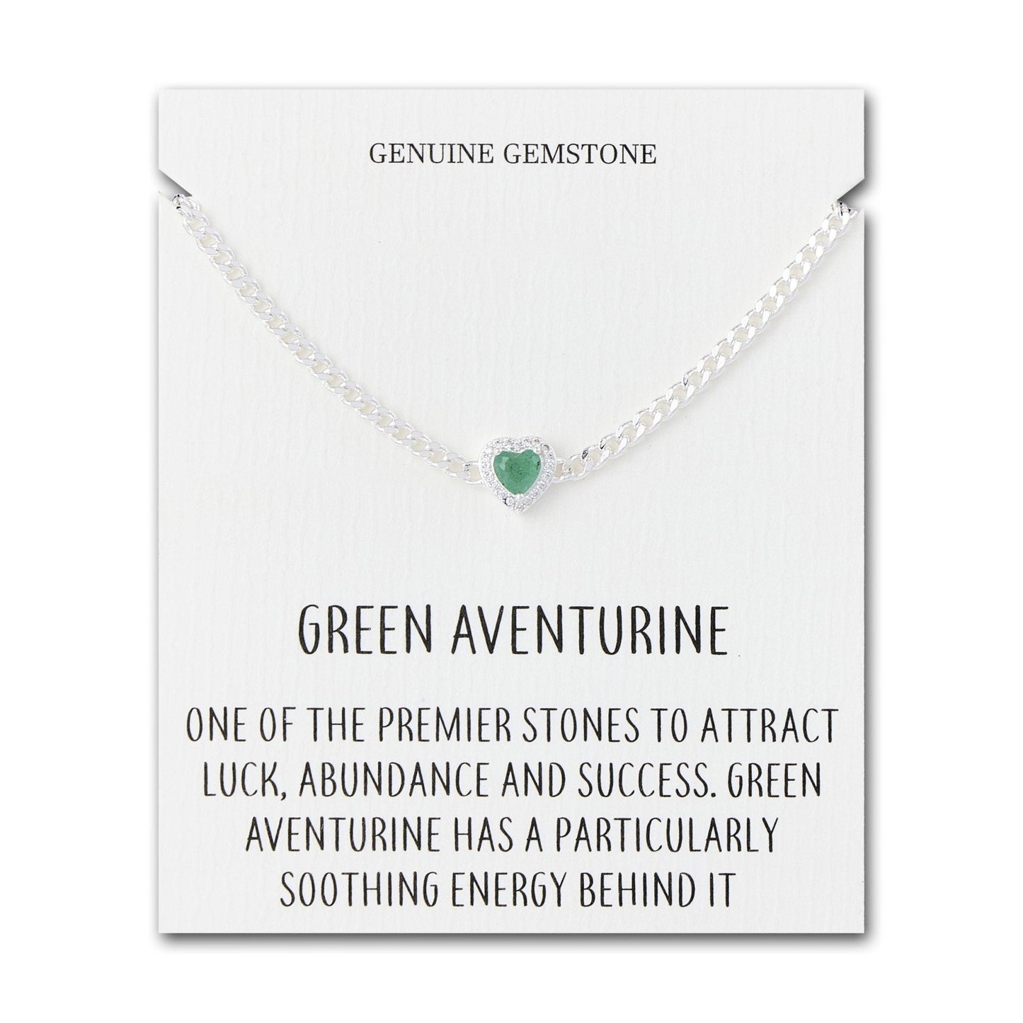 Green Aventurine Heart Gemstone Bracelet with Quote Card Created with Zircondia® Crystals