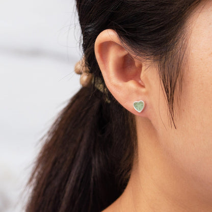 Green Aventurine Heart Stud Earrings