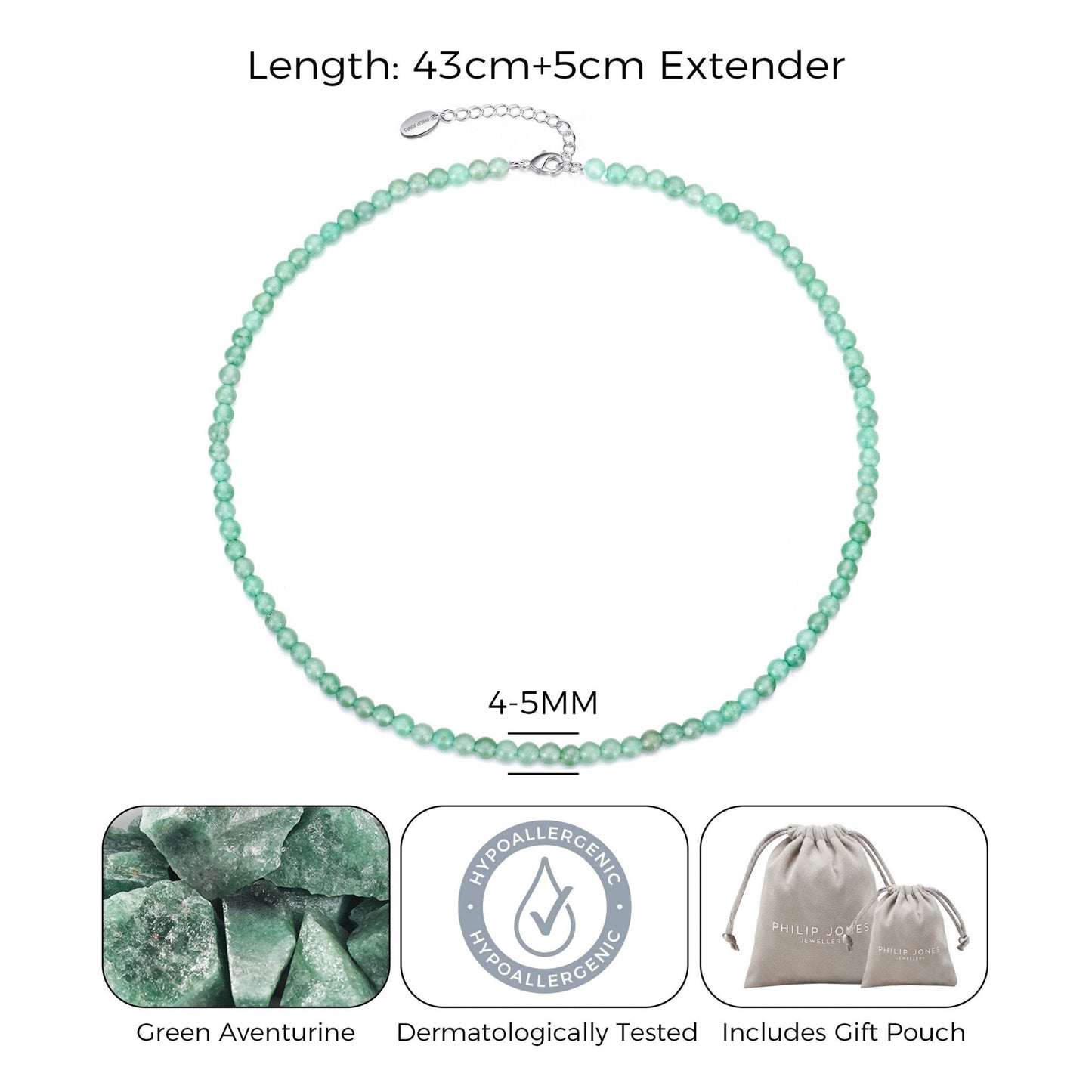 Collier ras du cou en aventurine verte à mini perles