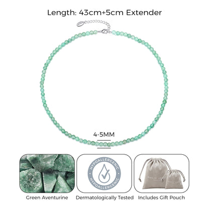 Collier ras du cou en aventurine verte à mini perles