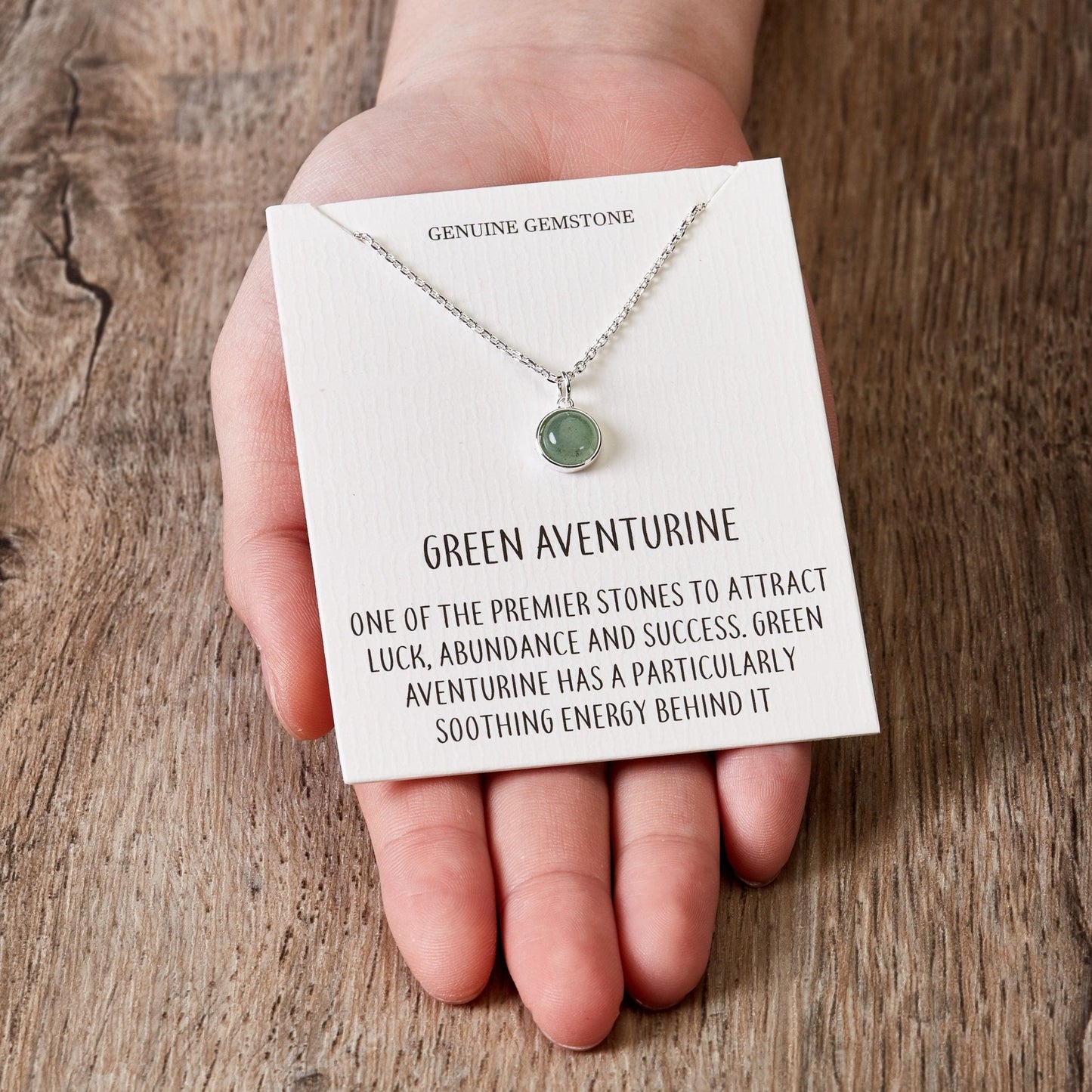 Green Aventurine Necklace with Quote Card