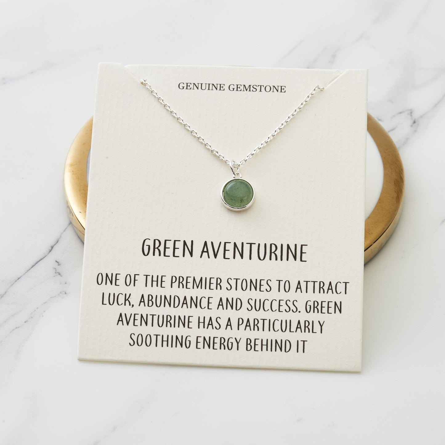 Green Aventurine Necklace with Quote Card