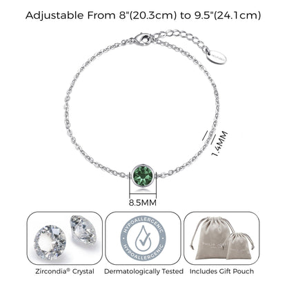 May (Emerald) Birthstone Anklet Created with Zircondia® Crystals