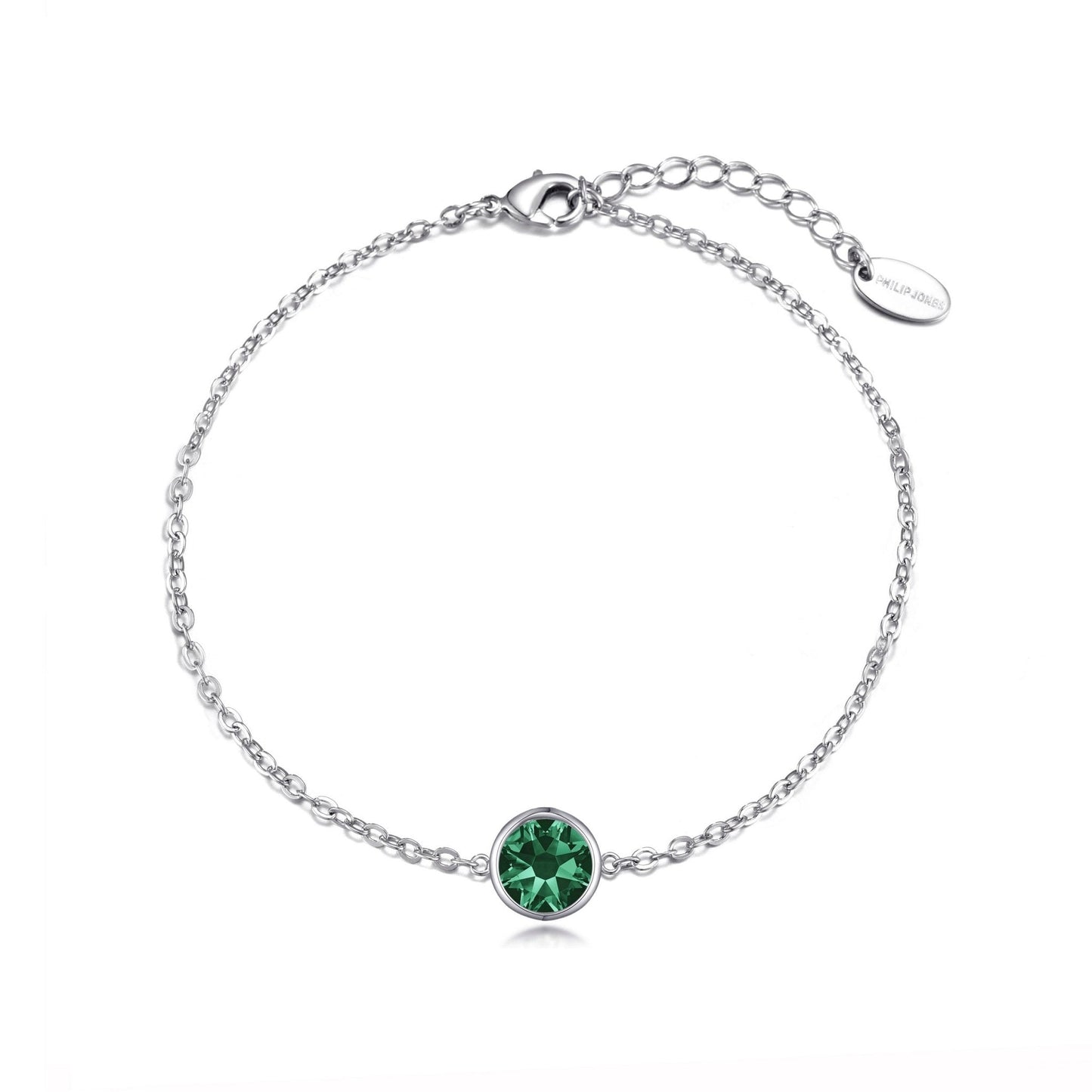 May (Emerald) Birthstone Anklet Created with Zircondia® Crystals