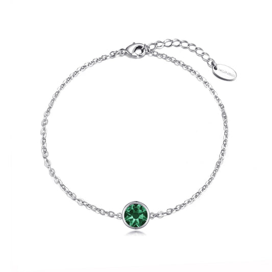 May (Emerald) Birthstone Anklet Created with Zircondia® Crystals