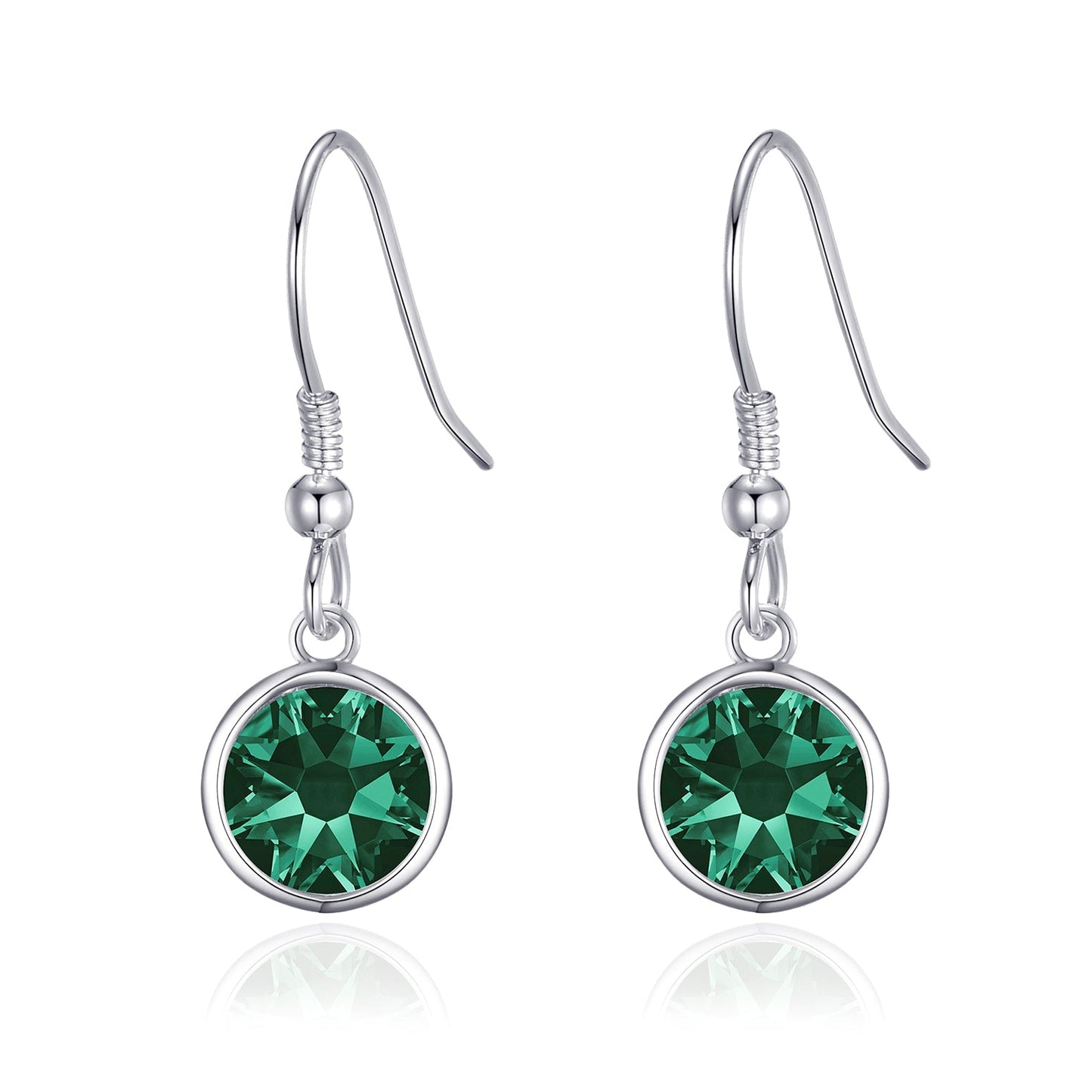 Green Crystal Drop Earrings Created with Zircondia® Crystals