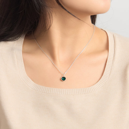 Green Crystal Necklace Created with Zircondia® Crystals