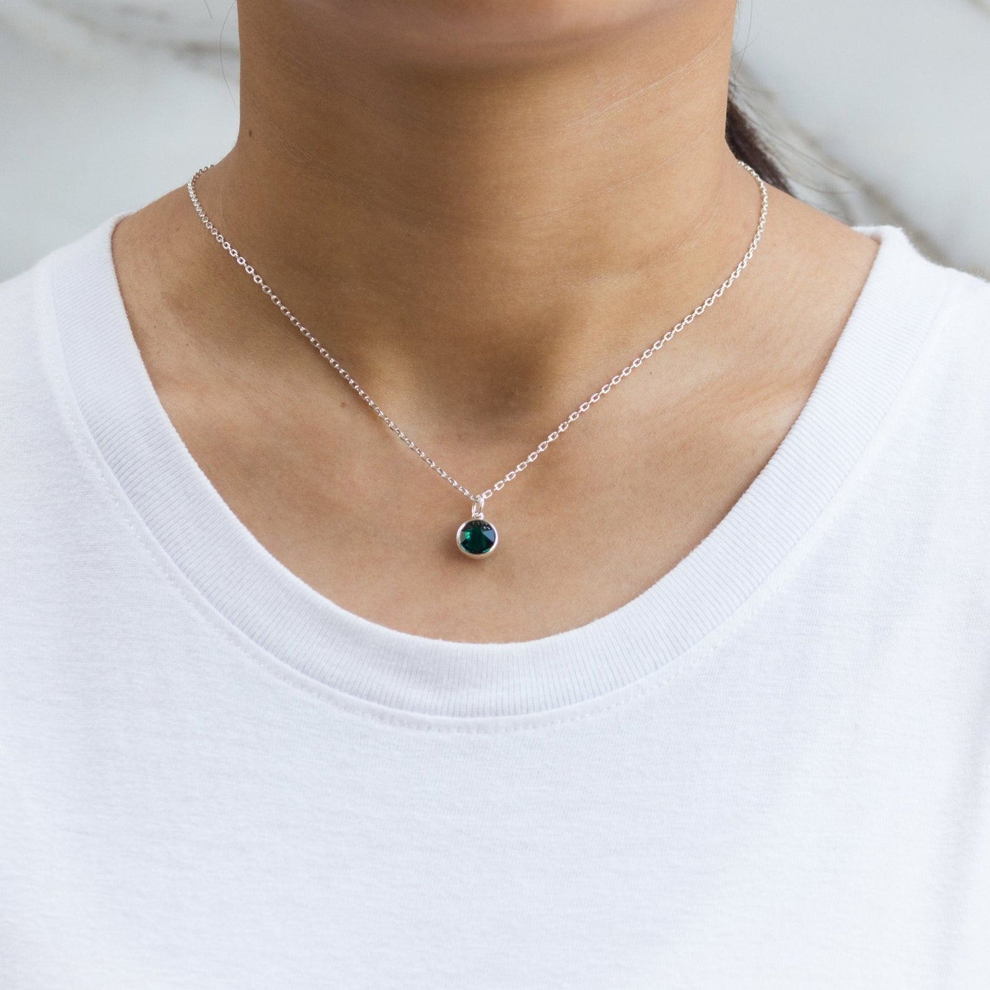 Green Crystal Necklace Created with Zircondia® Crystals
