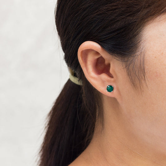 Green Stud Earrings Created with Zircondia® Crystals
