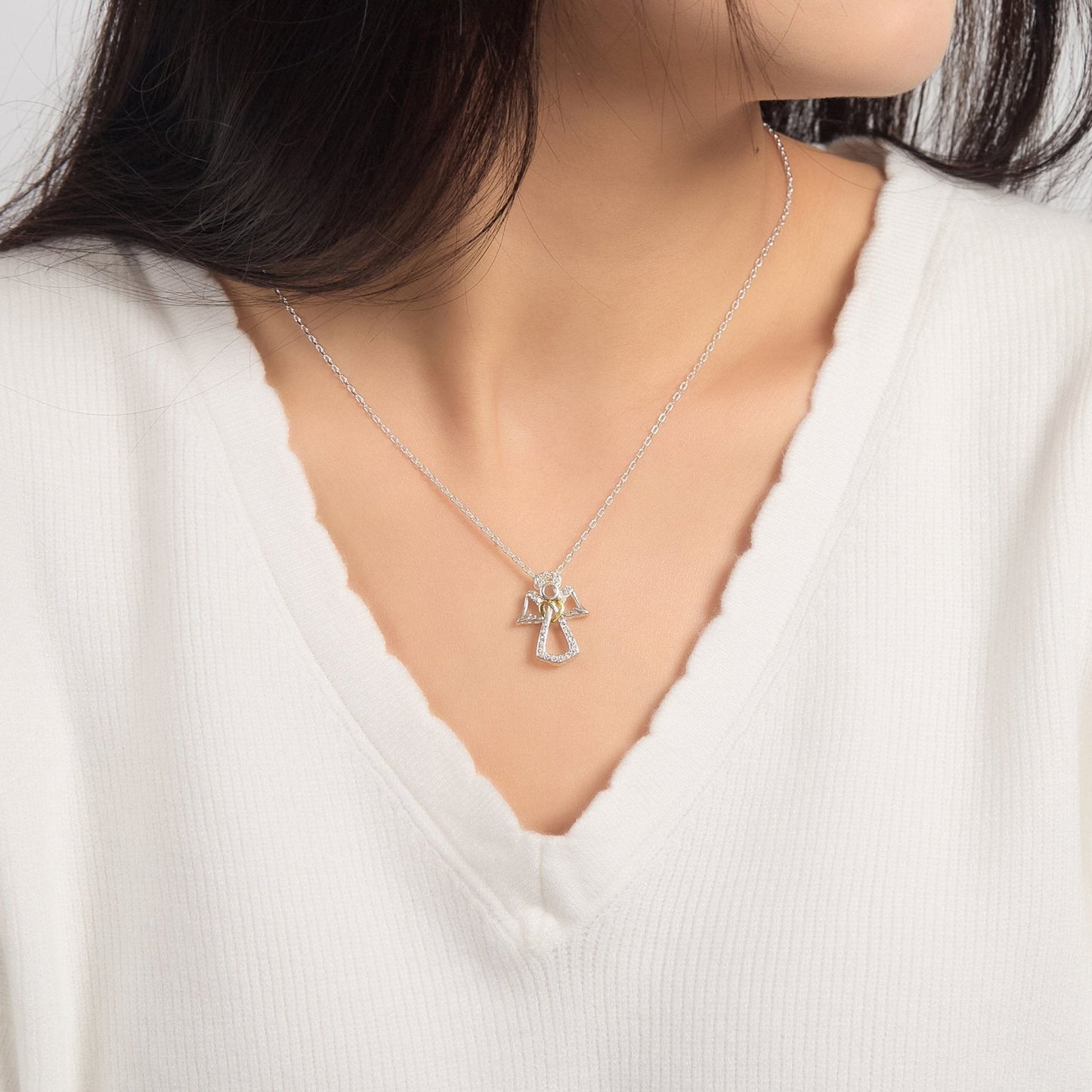 Guardian Angel Necklace Created with Zircondia® Crystals
