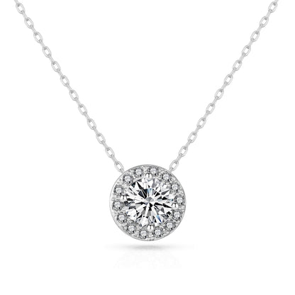 Halo Necklace Created with Zircondia® Crystals