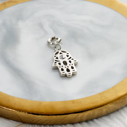 Hamsa Hand Charm Created with Zircondia® Crystals