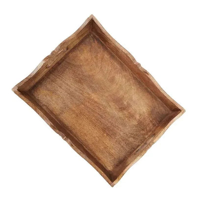 Hand Carved Wooden Tea Tray - Mango Wood Serving Tray